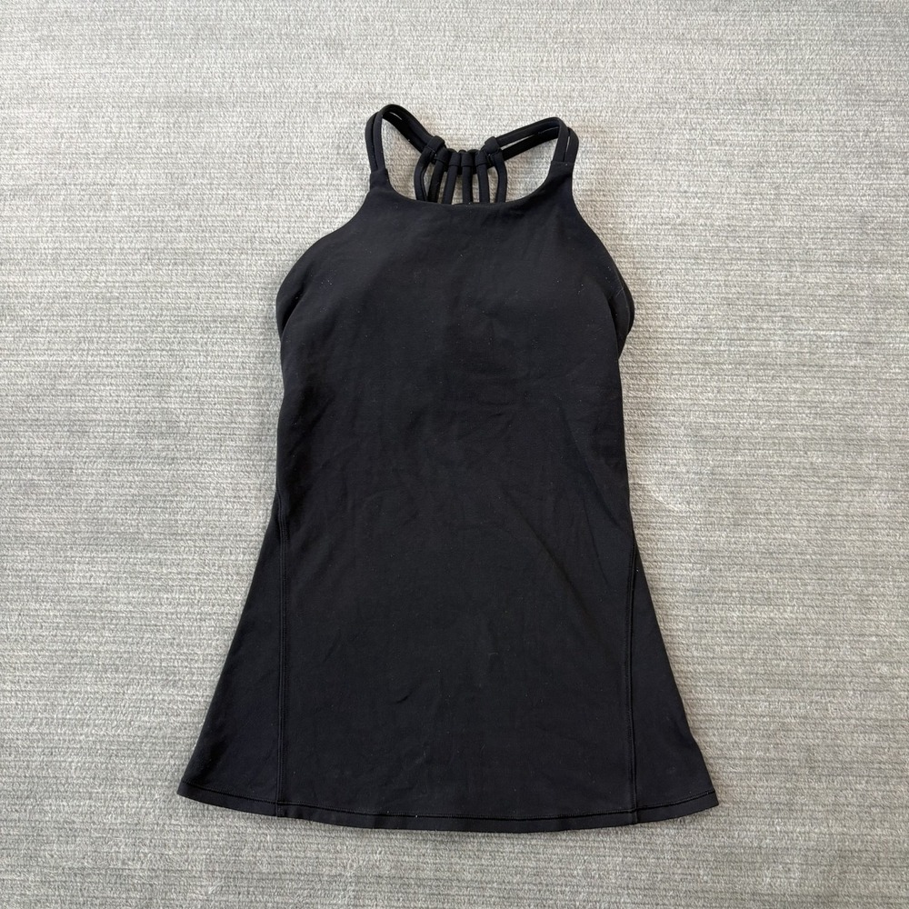 Lululemon Slide With Me Tank Womens 2 Black Stretch Yoga Gym Support B/C Cup